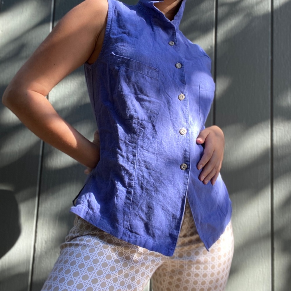 Vintage Harvé Benard Sleeveless Button-Down Shirt